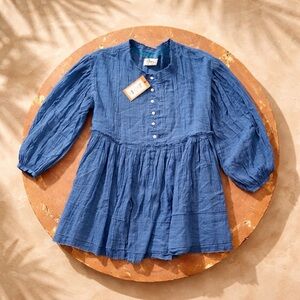 RHEA Blue Gauze Peasant Blouse